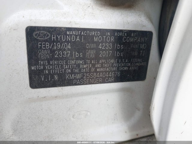 Продаж на аукціоні авто 2004 Hyundai Sonata, vin: KMHWF25S84A044676, номер лоту: 45569111