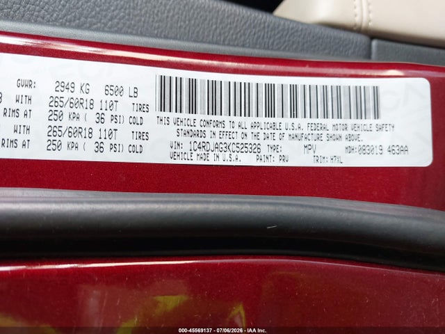 1C4RDJAG3KC525326 Dodge Durango Sxt Awd