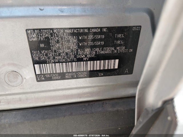 Toyota Rav4 Limited 2022 2T3N1RFV6NC287715 Image 9