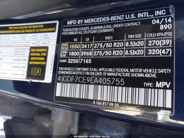 Mercedes-Benz Gl 450 4matic 2014 4JGDF7CE9EA405755 Image 9