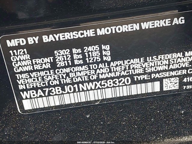 Продажа на аукционе авто 2022 Bmw 540 I Xdrive, vin: WBA73BJ01NWX58320, номер лота: 45569187