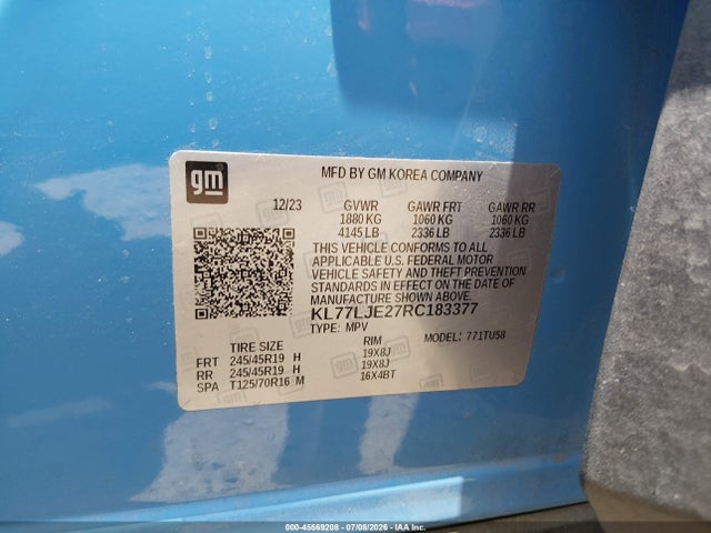 Продаж на аукціоні авто 2024 Chevrolet Trax Fwd 2rs, vin: KL77LJE27RC183377, номер лоту: 45569208