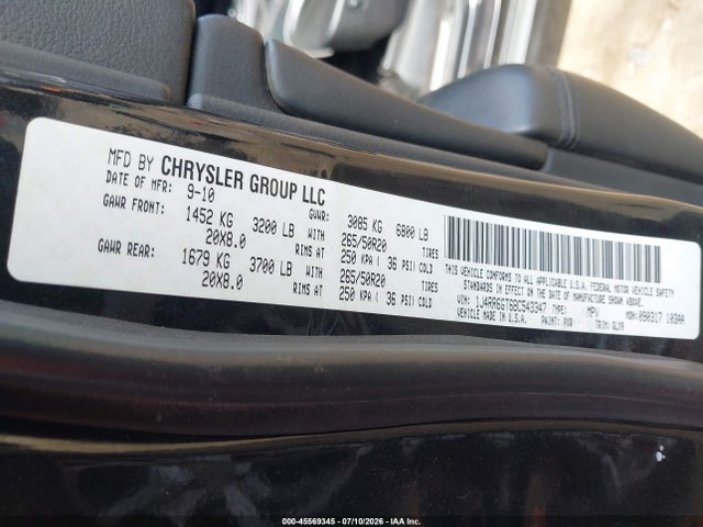 Продаж на аукціоні авто 2011 Jeep Grand Cherokee Overland, vin: 1J4RR6GT6BC543347, номер лоту: 45569345