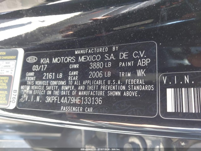 KIA FORTE LX 2017 3KPFL4A79HE133136 Image 9
