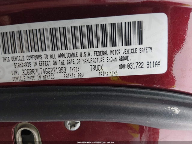 Auction sale of the 2016 Ram 1500 Big Horn, vin: 3C6RR7LT4GG271393, lot number: 45569494