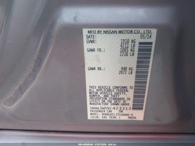 Nissan Altima 2.5 S 2014 1N4AL3AP2EC423313 Image 9