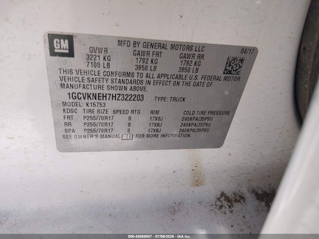 1GCVKNEH7HZ322203 Chevrolet Silverado 1500 Work Truck