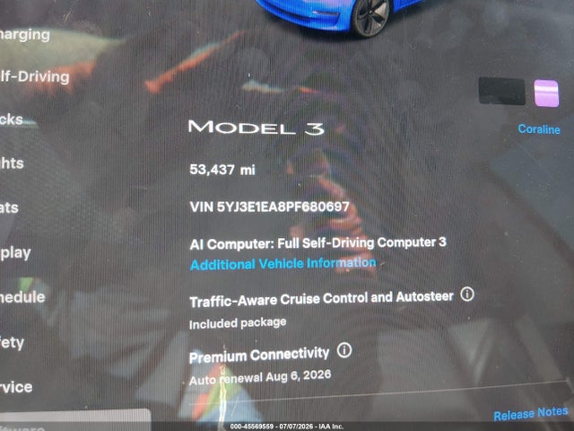 Продаж на аукціоні авто 2023 Tesla Model 3 Rear-wheel Drive, vin: 5YJ3E1EA8PF680697, номер лоту: 45569559