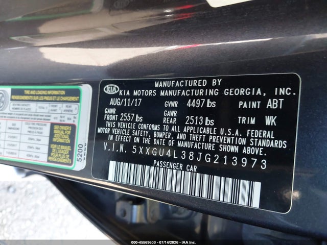 KIA OPTIMA EX 2018 5XXGU4L38JG213973 Image 9