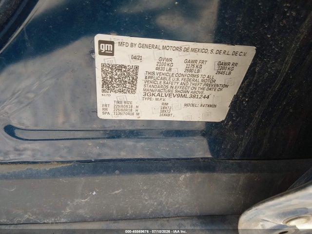 45569676 :رقم المزاد ، 3GKALVEV9ML381244 vin ، 2021 Gmc Terrain Awd Slt مزاد بيع
