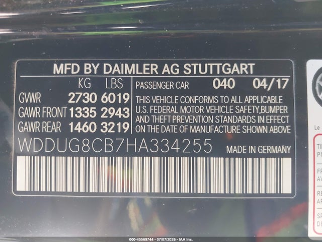 WDDUG8CB7HA334255 Mercedes-Benz S 550