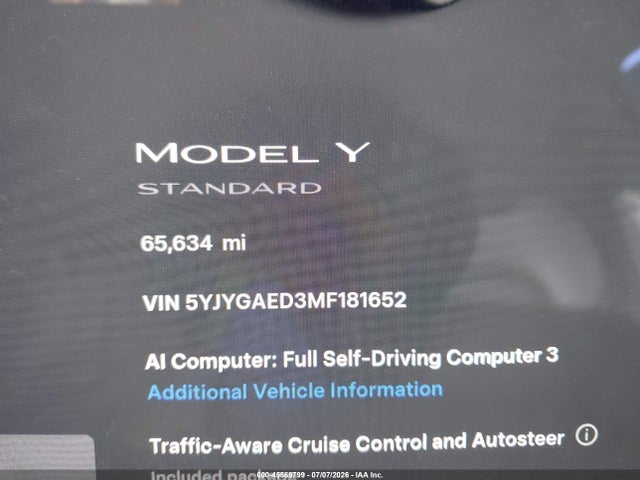 Aukcja sprzedaży 2021 Tesla Model Y Performance Dual Motor All-wheel Drive/standard Range Rear-wheel Drive, vin: 5YJYGAED3MF181652, numer aukcji: 45569799