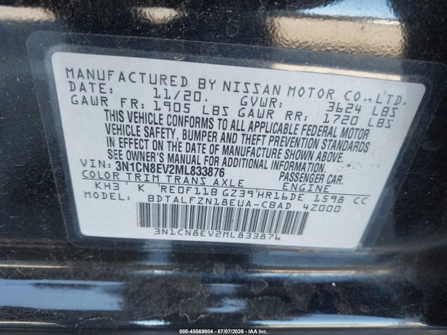 Nissan Versa Sv Xtronic Cvt 2021 3N1CN8EV2ML833876 Image 9