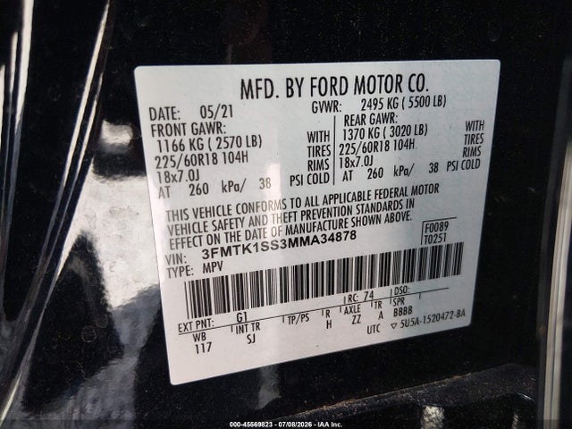 Ford Mustang Mach-e Select 2021 3FMTK1SS3MMA34878 Image 9