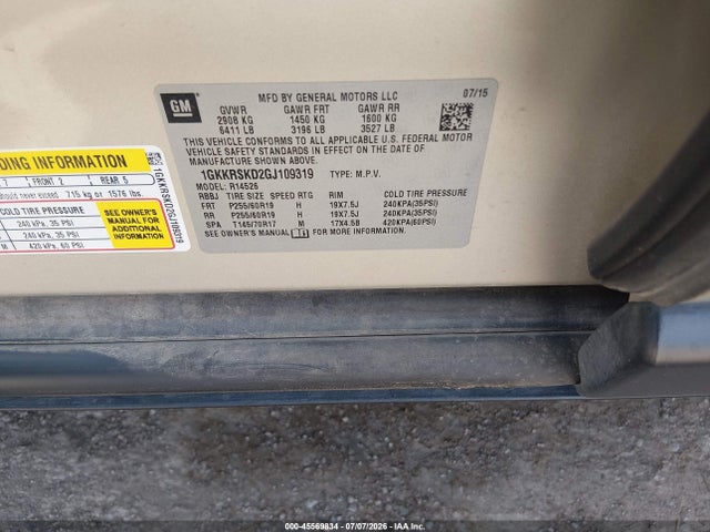 GMC Acadia Slt-2 2016 1GKKRSKD2GJ109319 Image 9