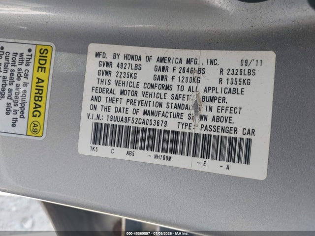 2012 Acura Tl 3.7 მანქანა იყიდება აუქციონზე, vin: 19UUA9F52CA003679, აუქციონის ნომერი: 45569857