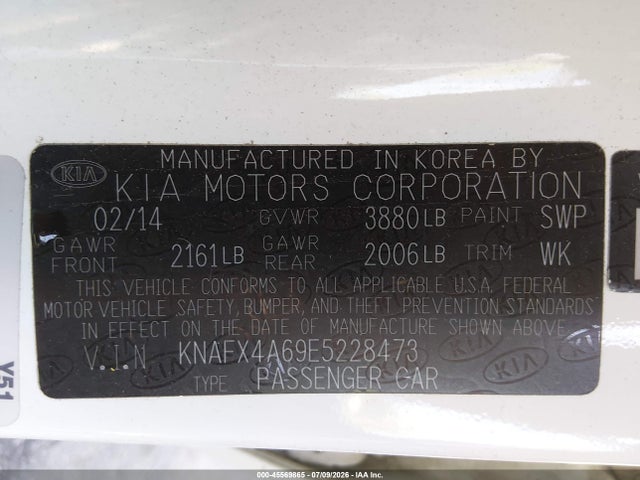 KIA FORTE LX 2014 KNAFX4A69E5228473 Image 9