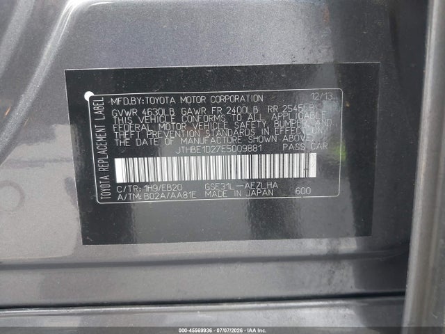 JTHBE1D27E5009881 Lexus IS 350