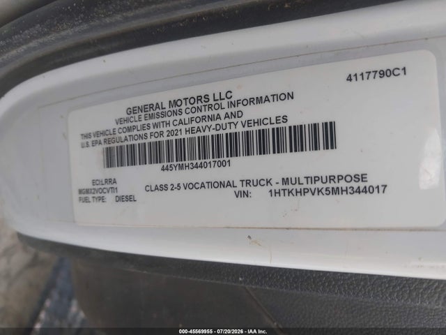 2021 Chevrolet Silverado 4500hd 1wt მანქანა იყიდება აუქციონზე, vin: 1HTKHPVK5MH344017, აუქციონის ნომერი: 45569955