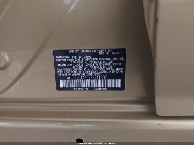 Aukcja sprzedaży 2023 Subaru Crosstrek Premium, vin: JF2GTAPC2PH211807, numer aukcji: 45569978