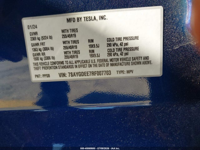 Tesla Model Y Long Range Dual Motor All-wheel Drive 2024 7SAYGDEE7RF007703 Image 9