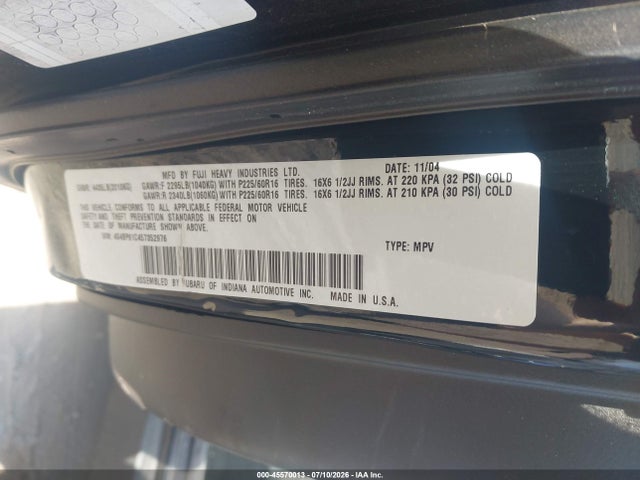 Продаж на аукціоні авто 2005 Subaru Outback 2.5i, vin: 4S4BP61C457352976, номер лоту: 45570013