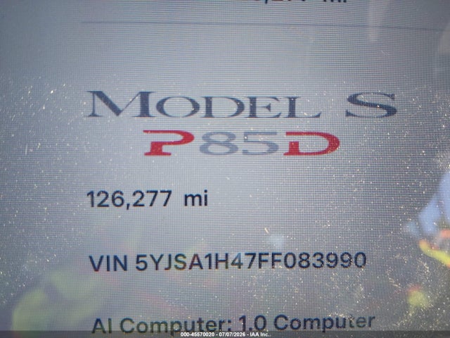Aukcja sprzedaży 2015 Tesla Model S 85d/p85d, vin: 5YJSA1H47FF083990, numer aukcji: 45570020