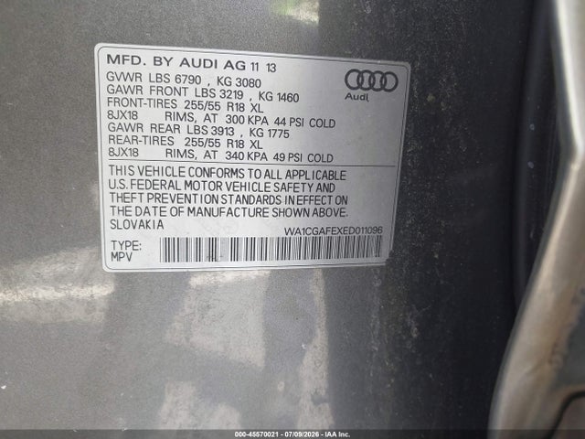 45570021 :رقم المزاد ، WA1CGAFEXED011096 vin ، 2014 Audi Q7 3.0t Premium مزاد بيع