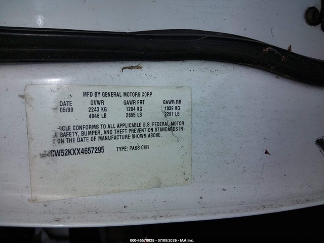 Продажа на аукционе авто 1999 Buick Park Avenue, vin: 1G4CW52KXX4657295, номер лота: 45570025