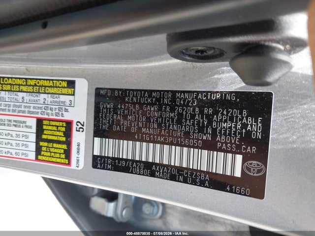 Продажа на аукционе авто 2023 Toyota Camry Se, vin: 4T1G11AK3PU156050, номер лота: 45570030