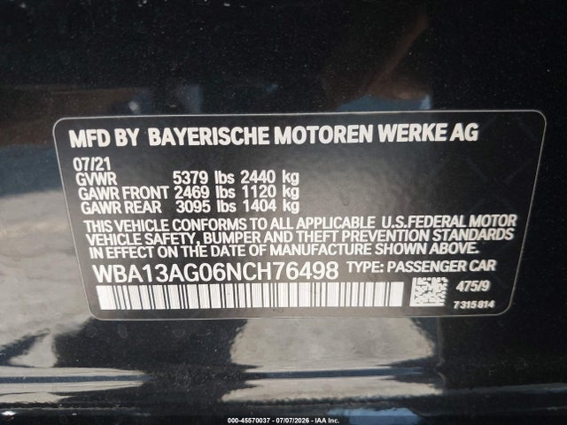 BMW 530e 2022 WBA13AG06NCH76498 Image 9