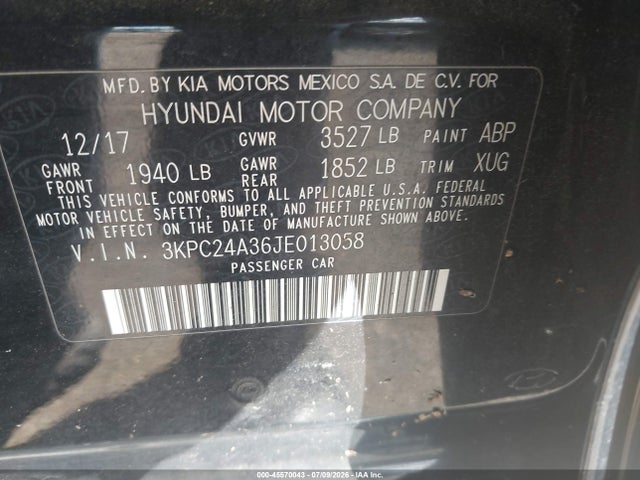 Hyundai ACCENT SE 2018 3KPC24A36JE013058 Image 9