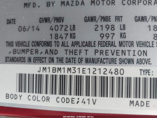 Aukcja sprzedaży 2014 Mazda Mazda3 S Grand Touring, vin: JM1BM1M31E1212480, numer aukcji: 45570052