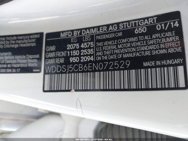 WDDSJ5CB6EN072529 Mercedes-Benz Cla 45 Amg 4matic