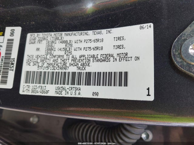 5TFUY5F13EX398987 Toyota Tundra Sr5 5.7l V8