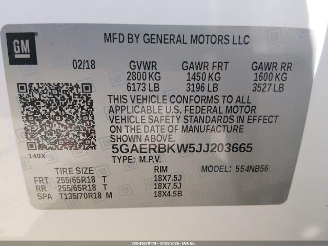 5GAERBKW5JJ203665 Buick Enclave Essence