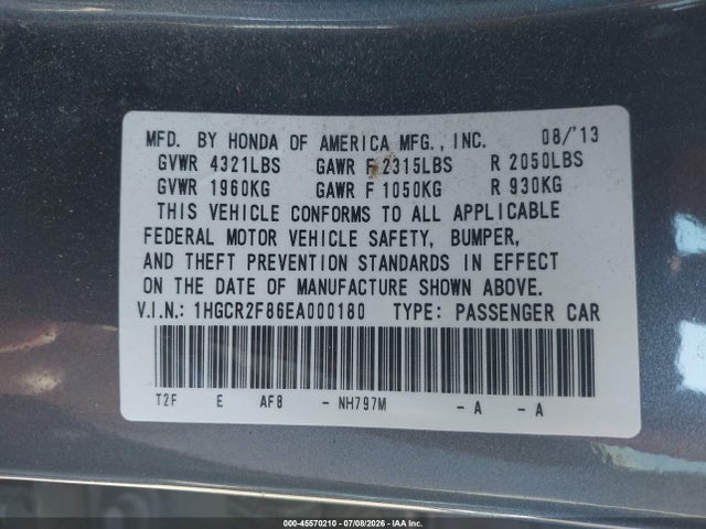 Honda Accord Ex-l 2014 1HGCR2F86EA000180 Image 9