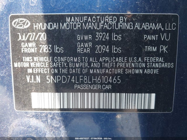 Hyundai ELANTRA SE 2020 5NPD74LF8LH610465 Image 9