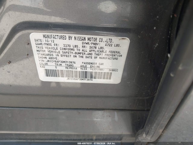 Продажа на аукционе авто 2013 Infiniti G37 Journey, vin: JN1CV6AP3DM713974, номер лота: 45570231