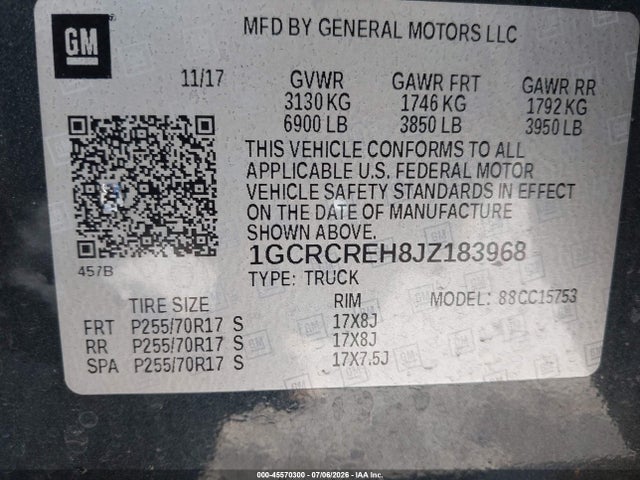 1GCRCREH8JZ183968 Chevrolet Silverado 1500 1lt