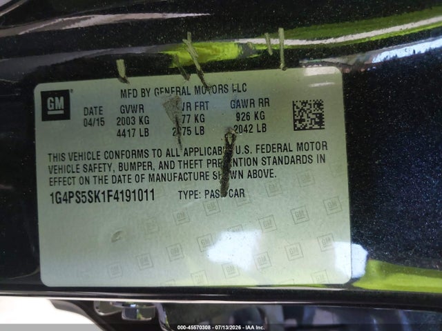 Buick Verano Leather Group 2015 1G4PS5SK1F4191011 Image 9