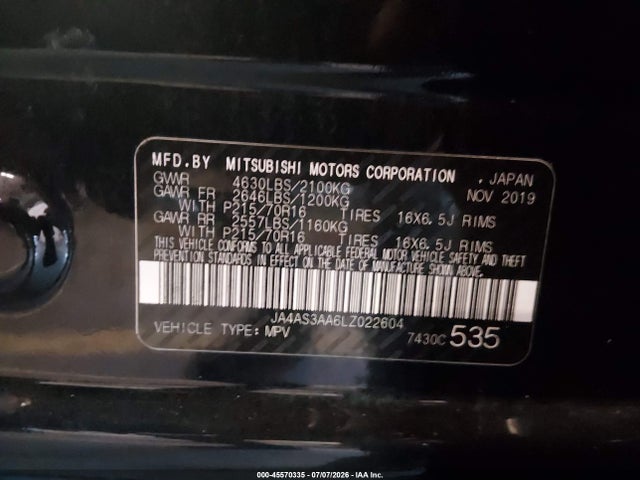 Mitsubishi Eclipse Cross Es 1.5t 2020 JA4AS3AA6LZ022604 Image 9