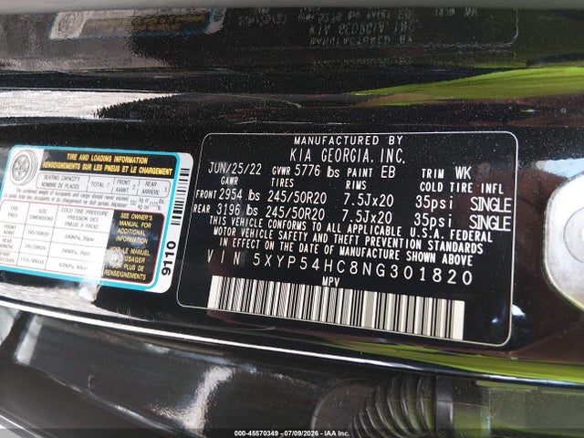 KIA Telluride Sx 2022 5XYP54HC8NG301820 Image 9