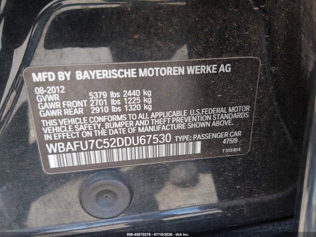 Aukcja sprzedaży 2013 Bmw 535i Xdrive, vin: WBAFU7C52DDU67530, numer aukcji: 45570376