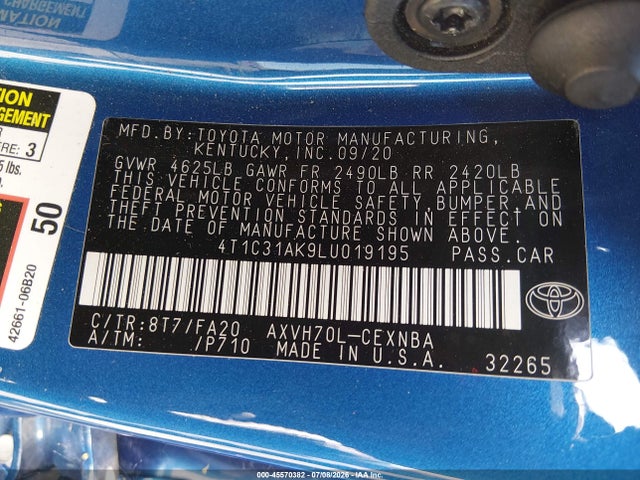 Toyota Camry Le Hybrid 2020 4T1C31AK9LU019195 Image 9