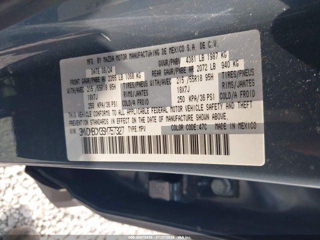 45570438 :رقم المزاد ، 3MVDMBCM3SM757327 vin ، 2025 Mazda Cx-30 2.5 S Carbon Edition مزاد بيع