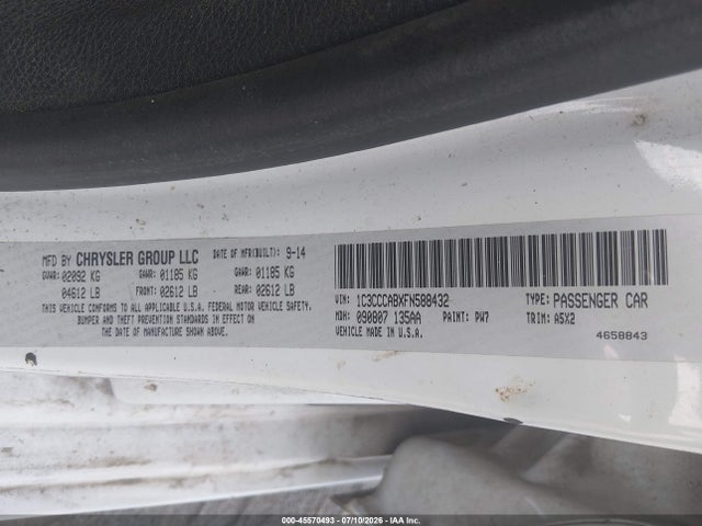Aukcja sprzedaży 2015 Chrysler 200 Limited, vin: 1C3CCCABXFN588432, numer aukcji: 45570493