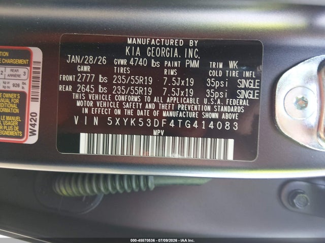 Продажа на аукционе авто 2026 Kia Sportage Sx-prestige, vin: 5XYK53DF4TG414083, номер лота: 45570536