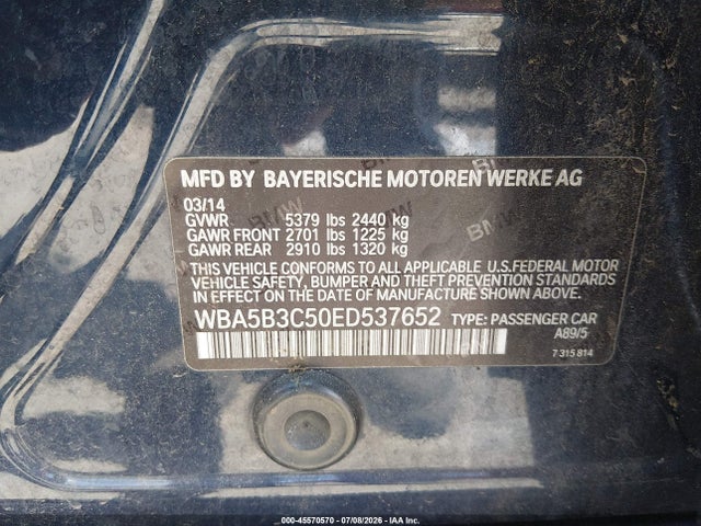 Продажа на аукционе авто 2014 Bmw 535i Xdrive, vin: WBA5B3C50ED537652, номер лота: 45570570