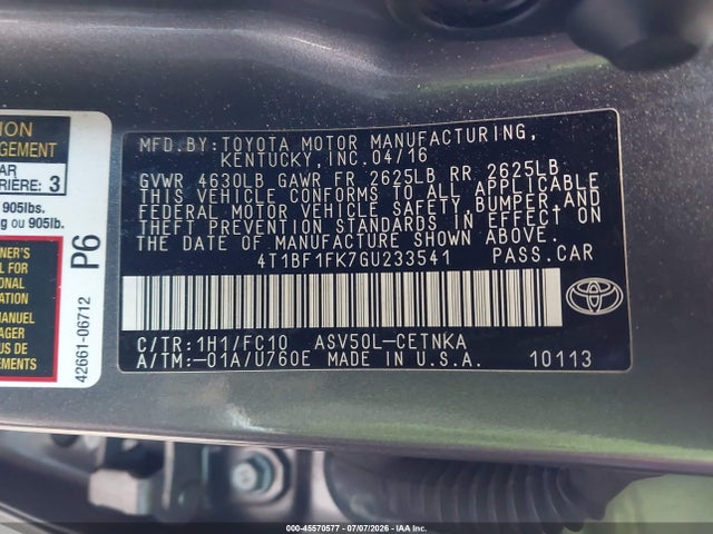 Toyota CAMRY LE 2016 4T1BF1FK7GU233541 Image 9